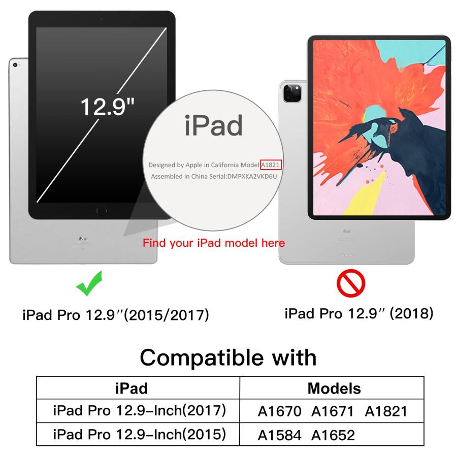 JEDirect iPad Pro 12.9 ケース 2015/2017 第1/2世代用Pencilホルダー