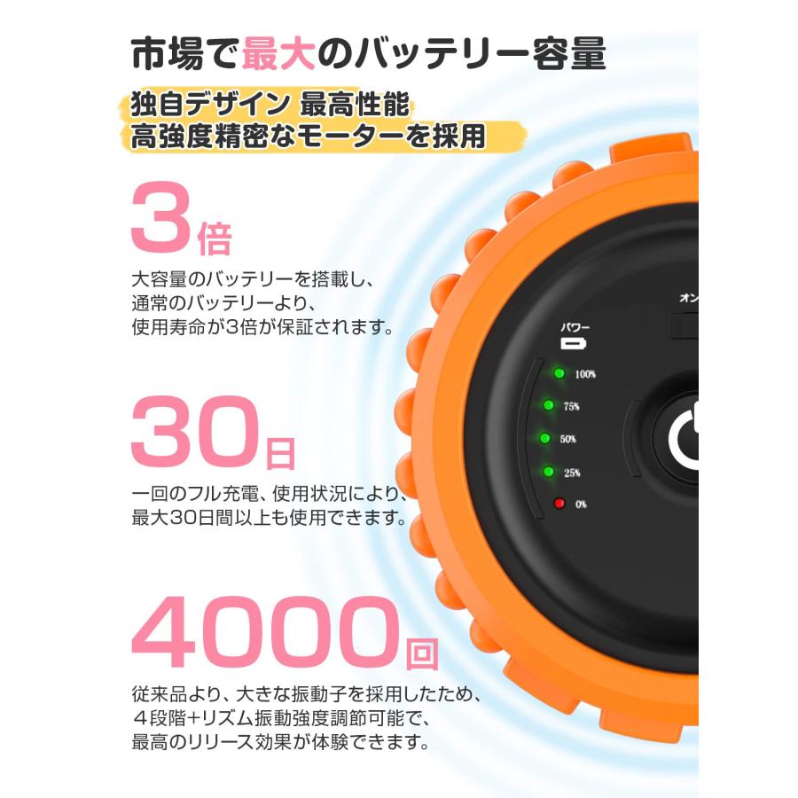 Wolfyok fitness フォームローラー 電動 筋膜ローラー 4000mAh 大容量