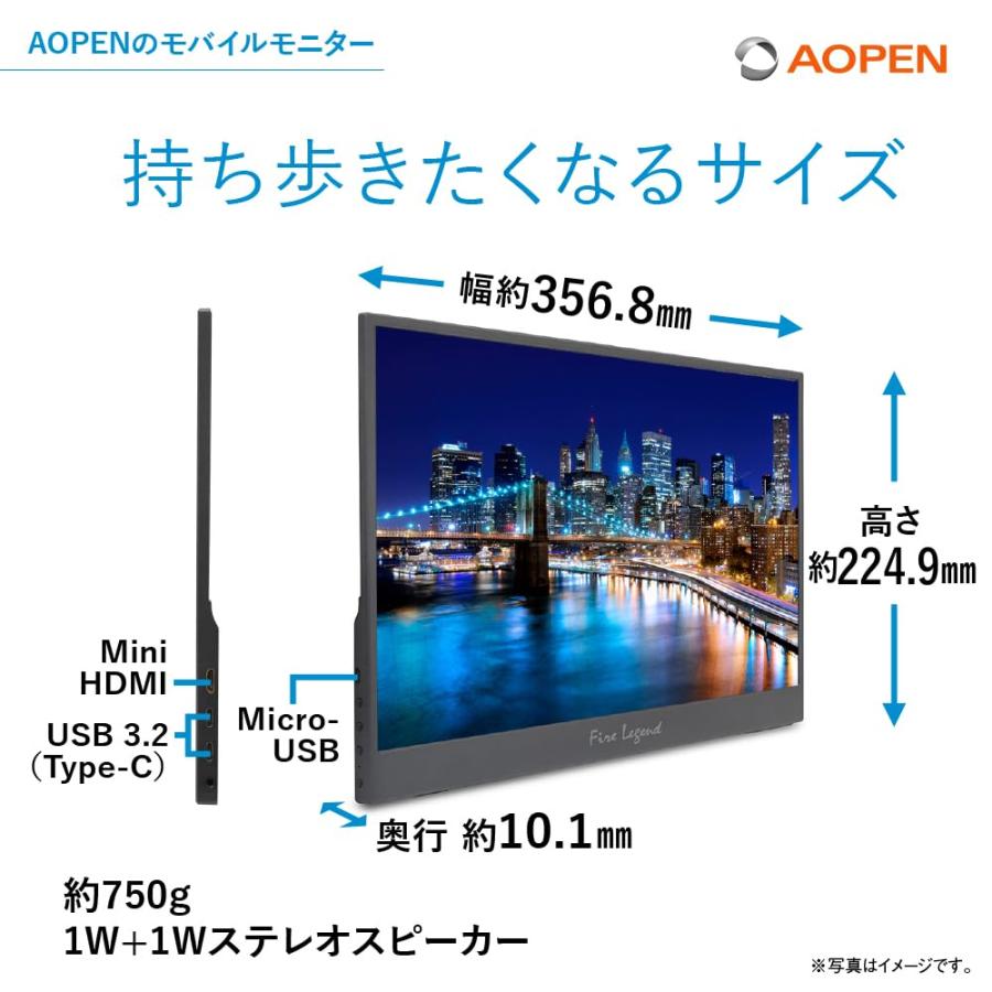 Acer AOPEN モバイルモニター 16PM1QAbmiuuzx 15.6インチ IPS 非光沢