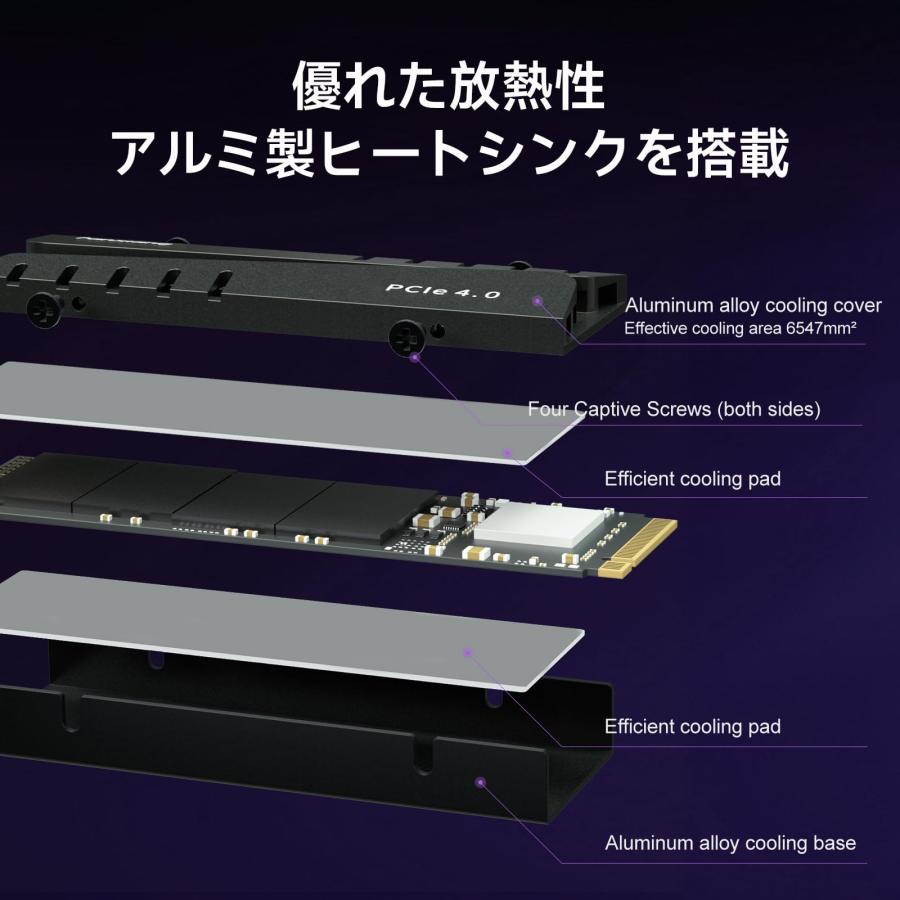 Ediloca EN855 SSD ヒートシンク付き 2TB PCIe Gen4x4 NVMe M.2