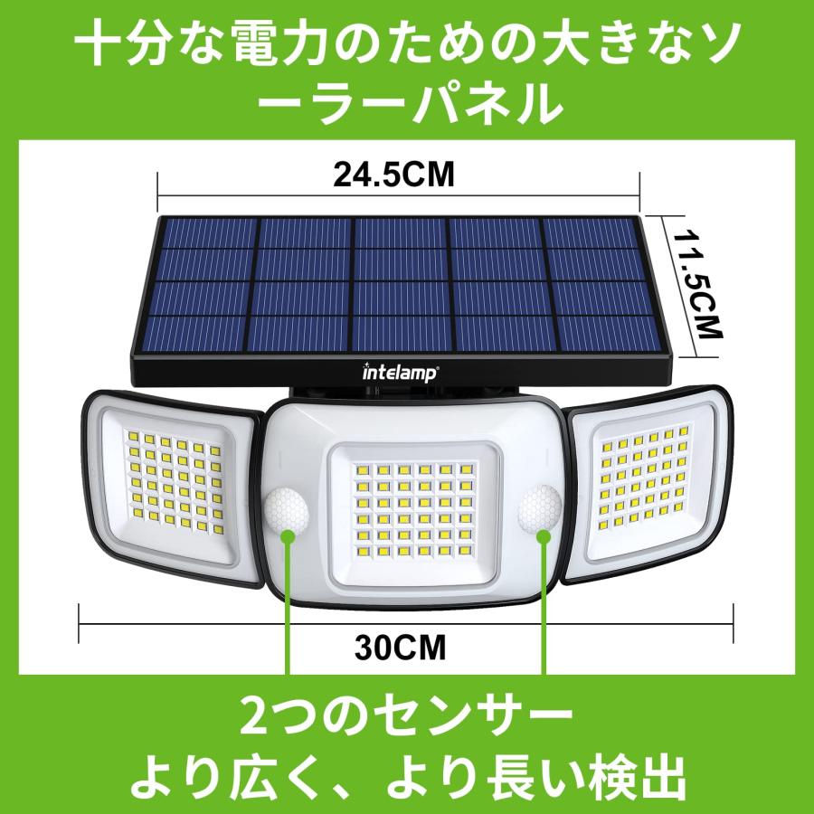Intelamp ソーラーライト 屋外 センサー 防水 ソーラー 人感センサー