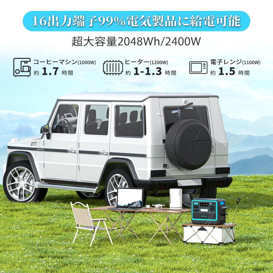 Eco Play ポータブル電源 大容量 2048Wh/2400W ポータブルバッテリー