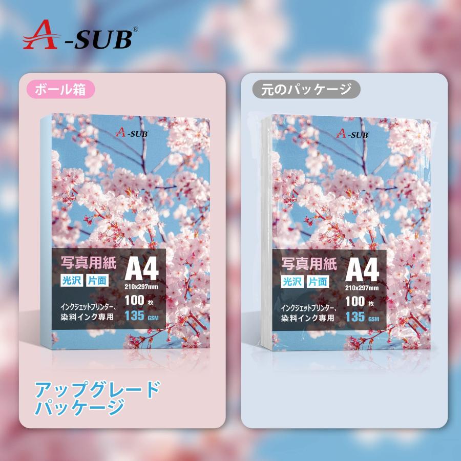 A-SUB 写真用紙 超きれいな光沢紙 0.18mm薄手 A4 100枚入り
