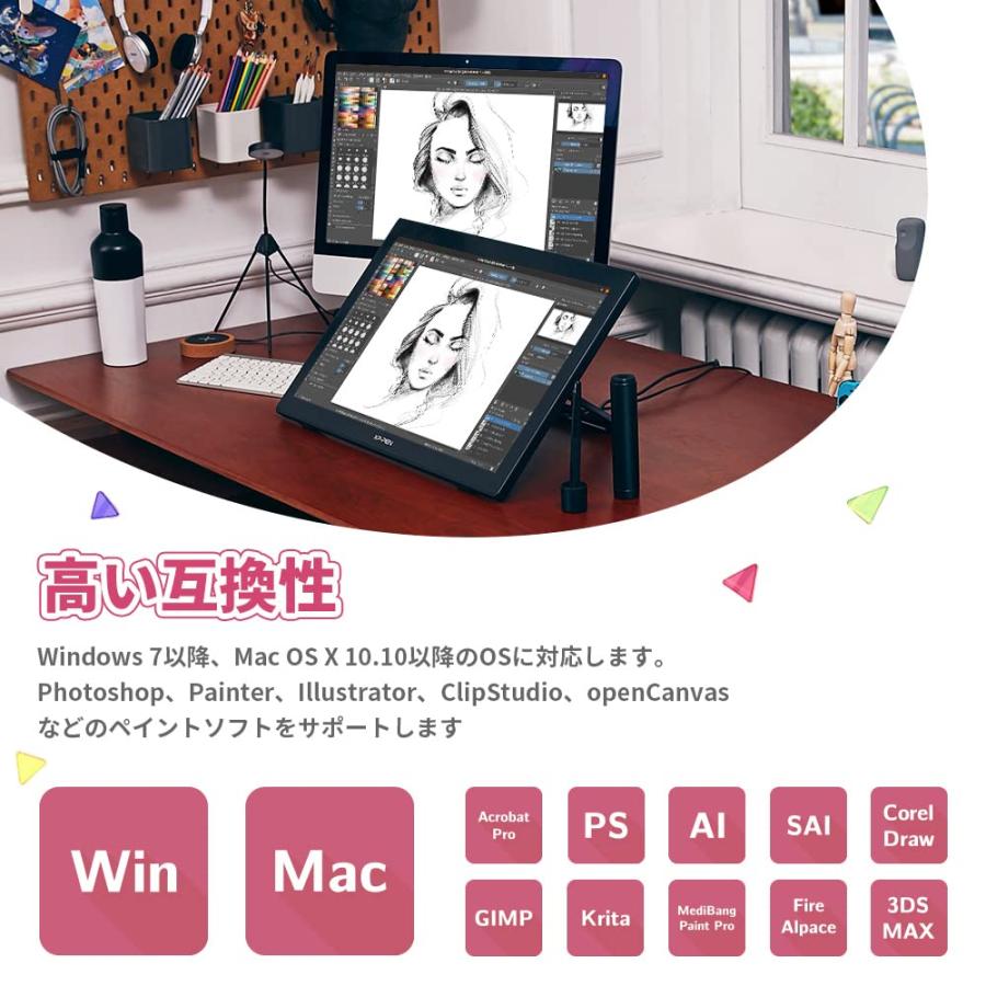 XPPen 液晶ペンタブレット 液タブ 21.5インチ IPSディスプレイ 視差