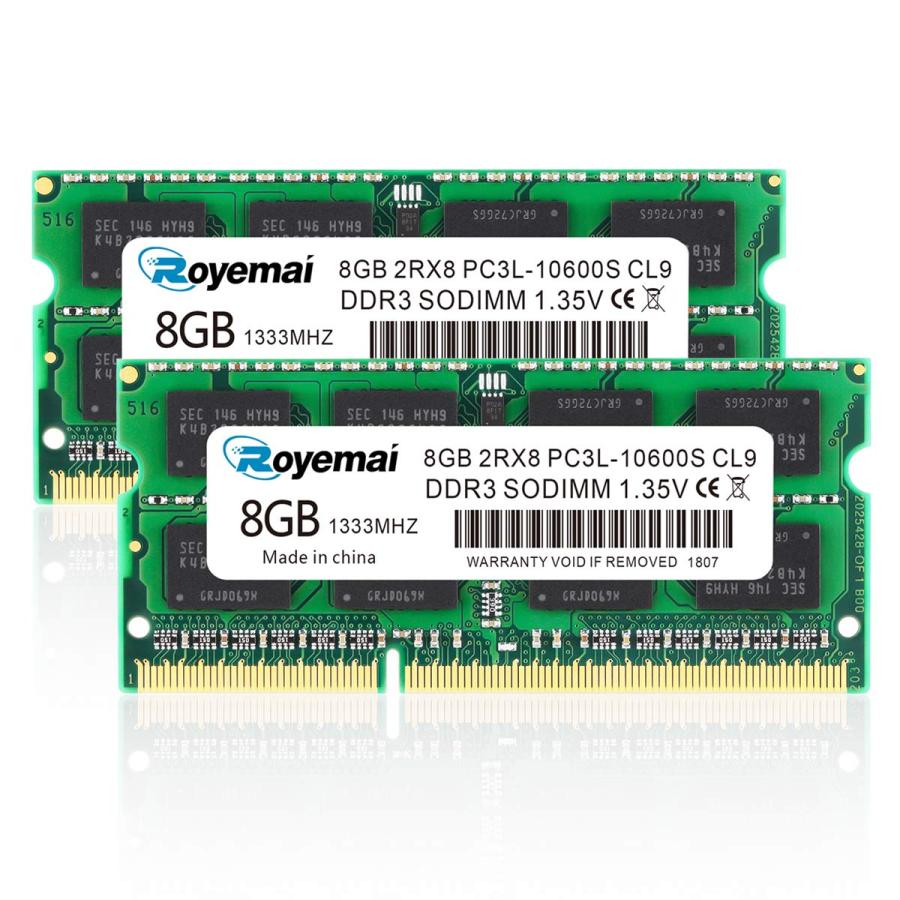 16GB PC3L 10600 DDR3L 1333 8GBx2枚 ノートPC用メモリ 1.35V (低電圧