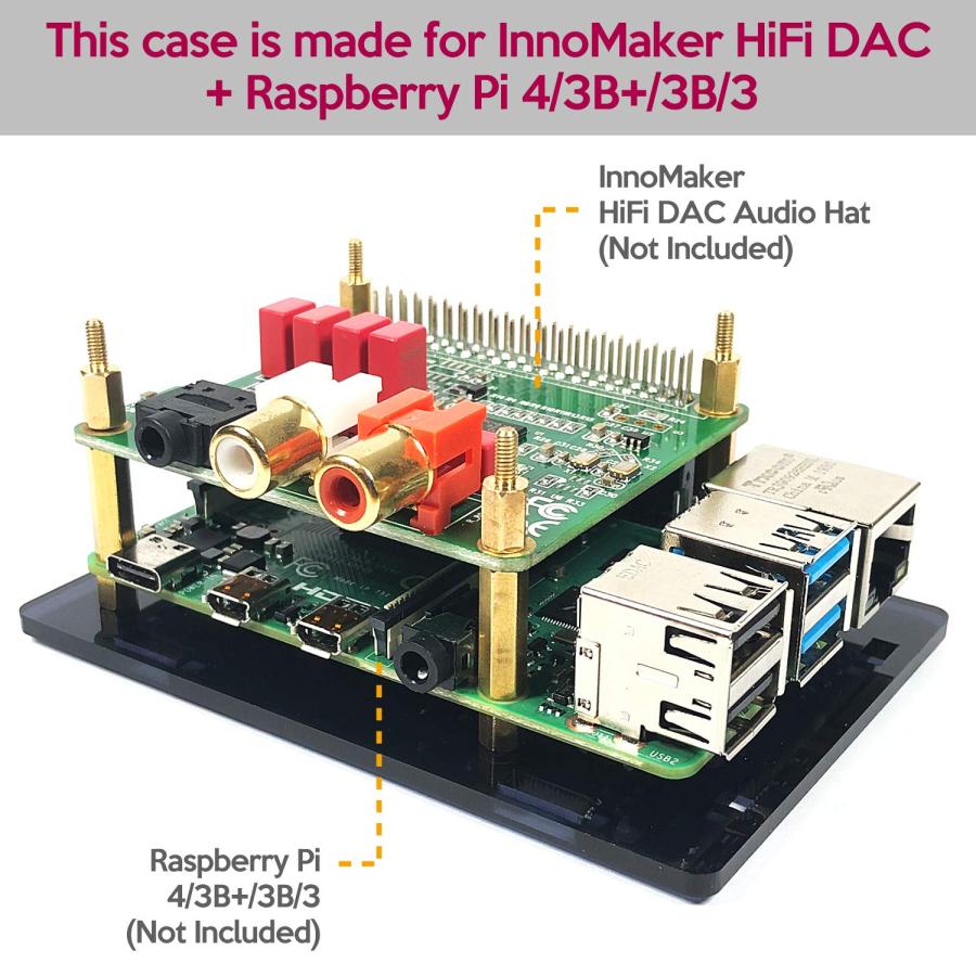 InnoMaker DAC Hat HiFiオーディオモジュール用アクリルケース。Raspberry Pi 4 : スターワークス社 - 通販 ...