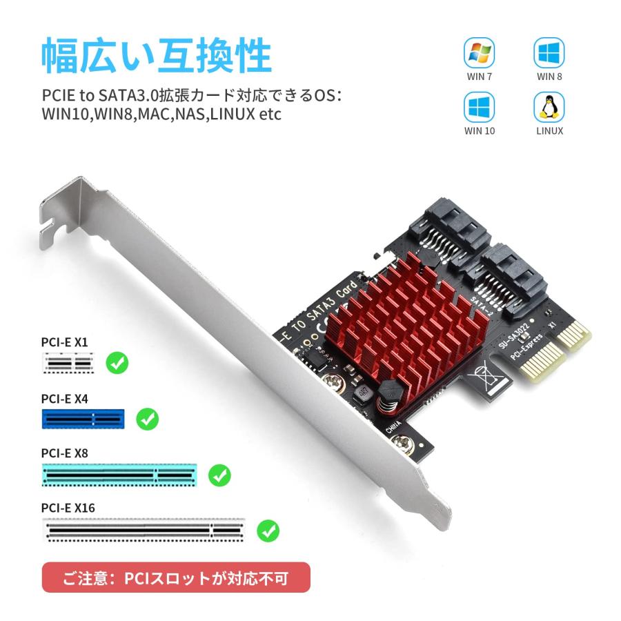 ELUTENG SATA 増設ボード 6Gbps速度 pcie sata 増設 2ポート 拡張カー