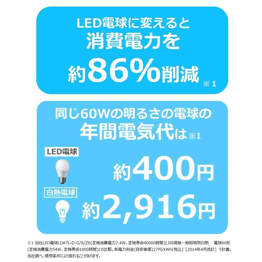 パナソニック LED電球 口金直径26mm 電球60形相当 昼光色相当(7.3W) 一般電球 広 |  | 03