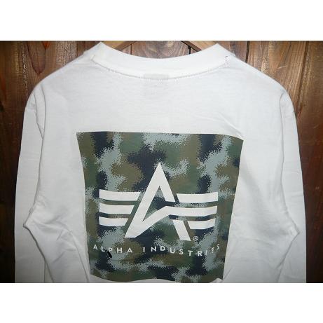 ＡＬＰＨＡアルファ TC1590-0818 L/S PRINT-T BOX-A CAMO PATTERN WHITE ボックスAマーク カモ柄 プリント 長袖 Tシャツ 綿素材 丸首 ピスネームタグ｜stadium-jp｜08