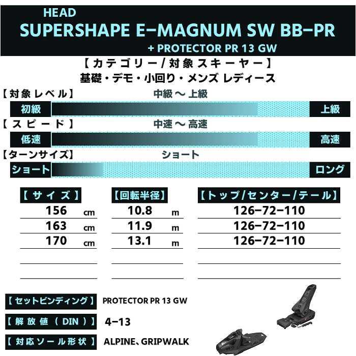HEAD ヘッド スキー板 2026 SUPERSHAPE E-MAGNUM SW BB-PR + HEAD ヘッド スキー板 2026 SUPERSHAPE E-MAGNUM SW BB-PR +