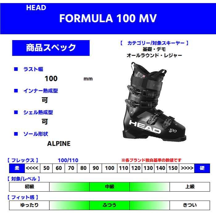 ヘッド スキーブーツ 2025 HEAD FORMULA 100 MV BK フォーミュラ アルペンソール 24-25ST｜stadiummorispo｜03