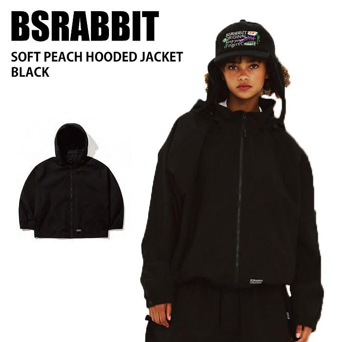 BSRABBIT ビエスラビット SOFT PEACH HOODED JACKET BLACK 24-25 