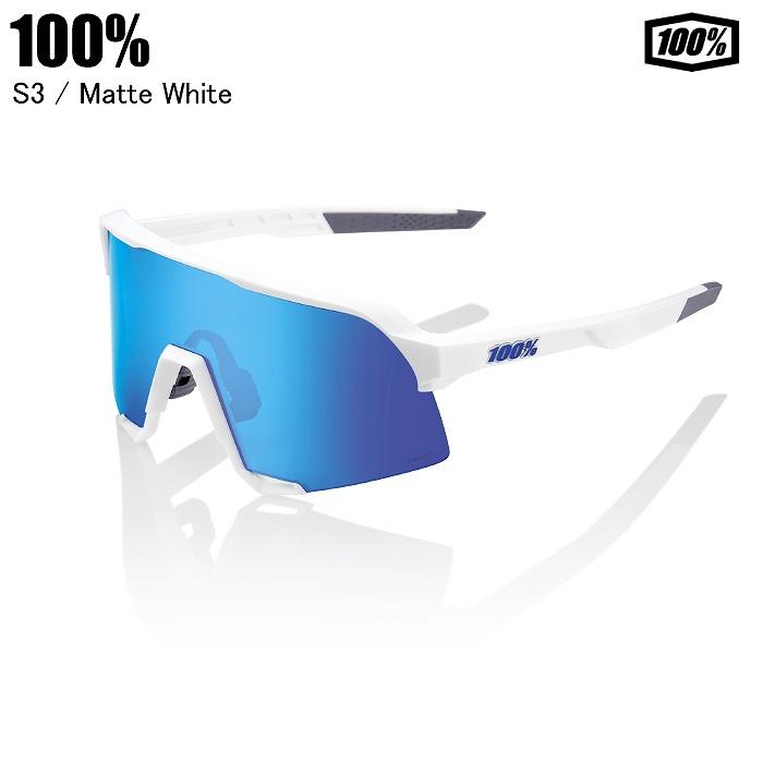 100% ワンハンドレッド S3 エススリー Matte White HiPER Blue MultilayerMirror 60005-00006 100％サングラス 野球 バイク 100% ワンハンドレッド S3 エススリー Matte White HiPER Blue
