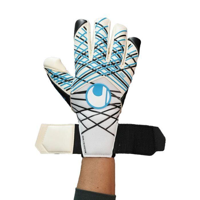 UHLSPORT ウールシュポルト アブソルートグリップ タイト ハーフネガティブ(ホワイト×ブルー) 1011364 01 キーパーグローブSTの画像