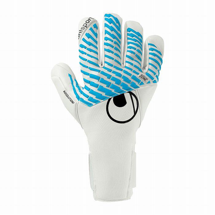 UHLSPORT ウールシュポルト サイバーテック アブソルートグリップ ハーフネガティブ(ホワイト×サックス) 1011379 01 キーパーグローブSTの画像