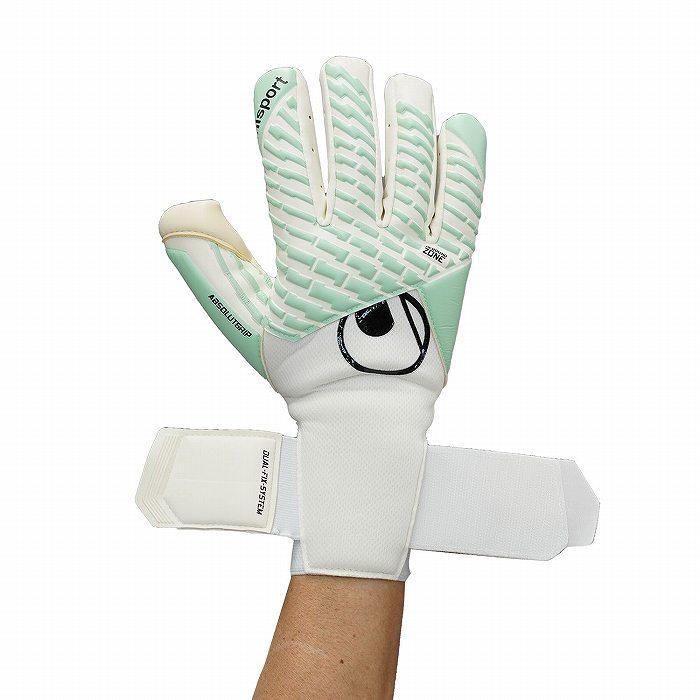 UHLSPORT ウールシュポルト ファングマシーネ アブソルートグリップ タイト ハーフネガティブ(ホワイト×ミント) 1011398 01STの画像