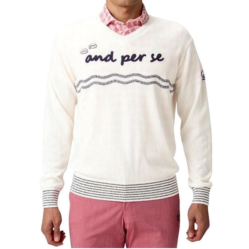 【and per se】 Vネックセーター and per se ホワイト Vネック セーター and per se ホワイト V