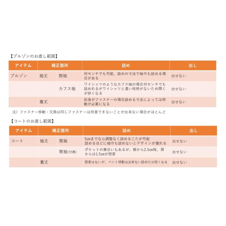 ブルゾン・コートのお直し 脇巾詰め |  | 03