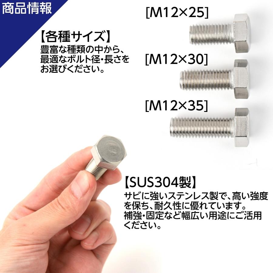 六角ボルト 全ねじ M12×25 ケース入り600本 首下:25mm 平径:19mm 厚み