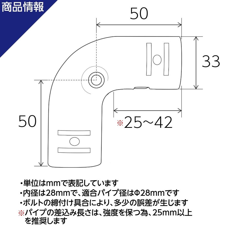 NTY メタルジョイント NTY-19B ブラック Φ28mm用 パイプシステム 組立て パイプ L字 コーナー ジョイント 継手 DIY 棚 ラック｜stainless-store｜04