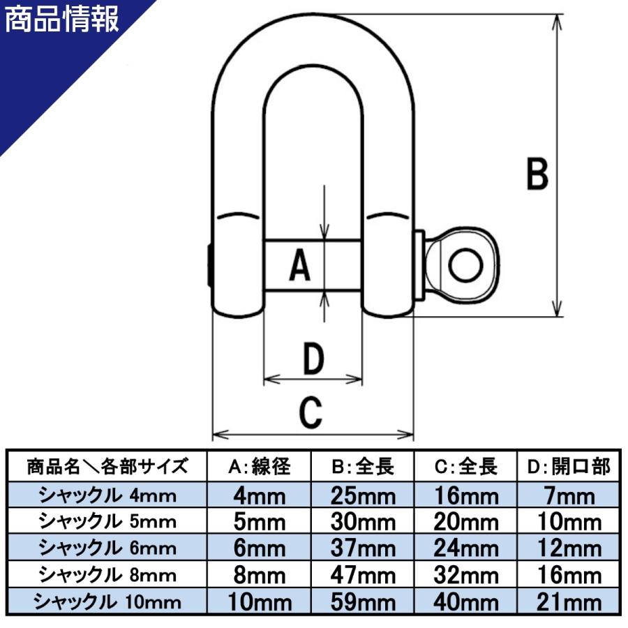 シャックル M8 線径 8mm ステンレス製 ねじ込み式 ネジシャックル 連結 接続 金具｜stainless-store｜04