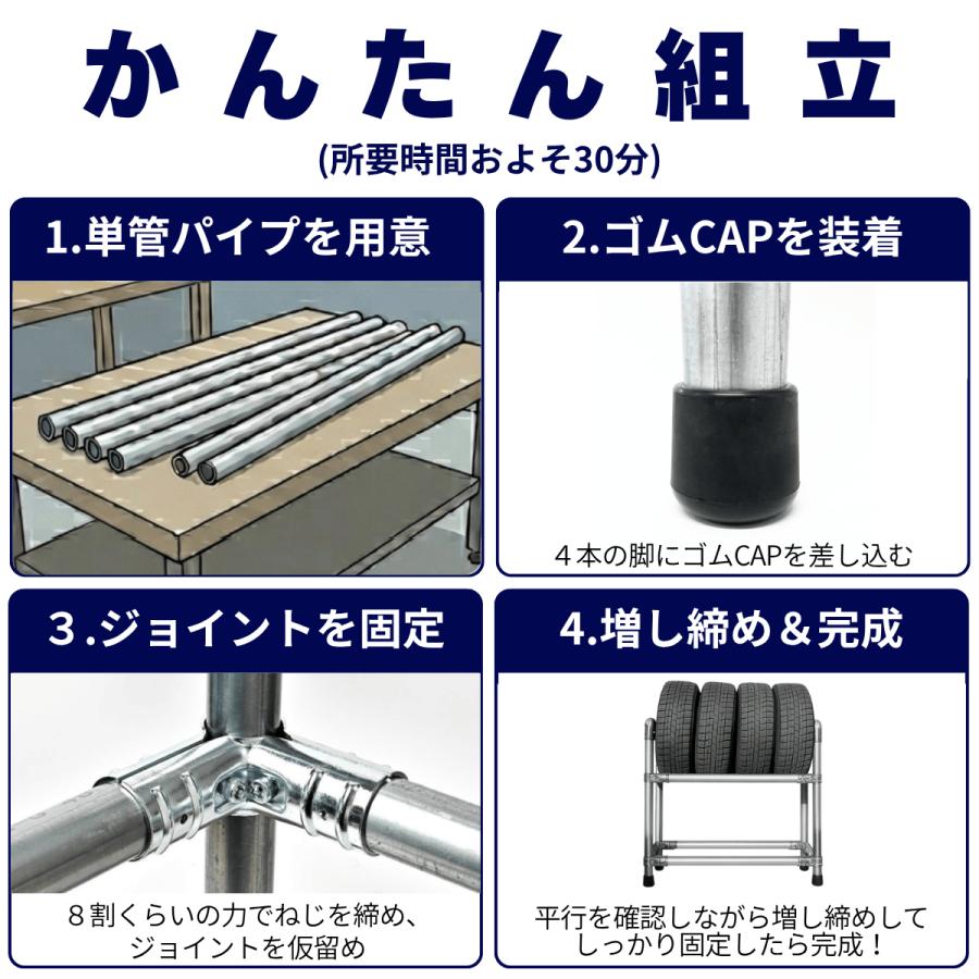 自分好みのサイズで作れるタイヤラック 自作キット TAジョイントセット