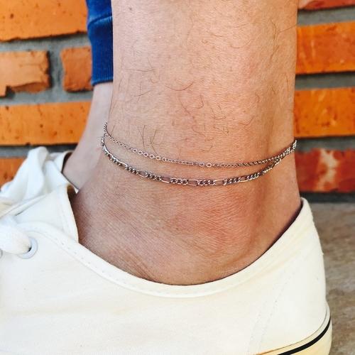 アンクレット メンズ チェーン メンズアンクレット シルバー シンプル 喜平 フィガロ 2連 メンズアクセサリー レディースアンクレット プレゼント ギフト ペア メイルオーダー