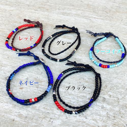 ブレスレット ビーズブレスレット 日本製 2連 メンズブレスレット