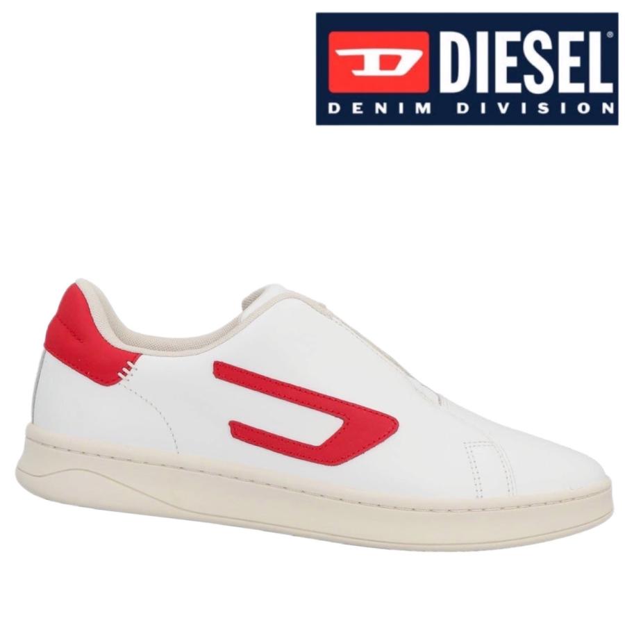 DIESEL　ホワイトレッド　ローカットスニーカー25.5cm新品.美品 DIESEL（ディーゼル） スニーカー 靴 Y02814-P4423 ノーシューレース