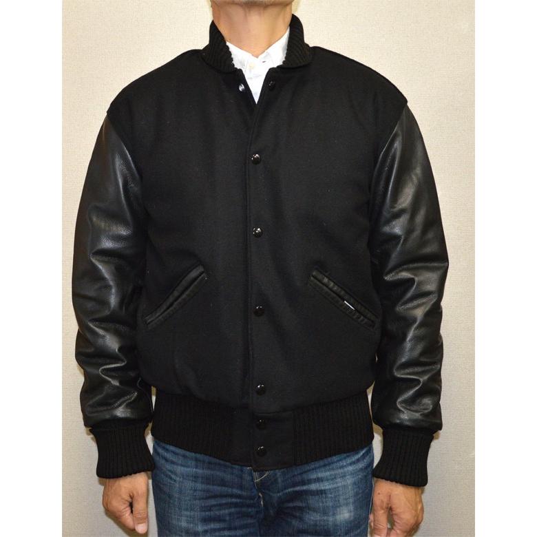 デロング オールブラック 無地 スタジャン DeLONG AWARD JACKET