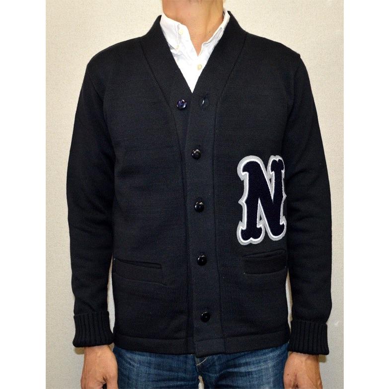 レタードカーディガン　紺　LETTERED CARDIGAN NAVY｜stajum-com｜03