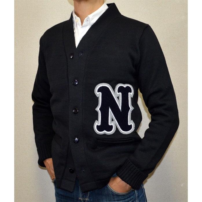 レタードカーディガン　紺　LETTERED CARDIGAN NAVY｜stajum-com｜06