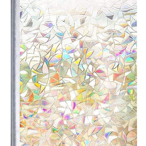 Homein ステンドグラスシール 窓ガラス 目隠しシート 90x0cmおしゃれ窓フィルム 水 装飾 光に当たると虹色の輝きでキラキラ 入手困難 Uvカツト