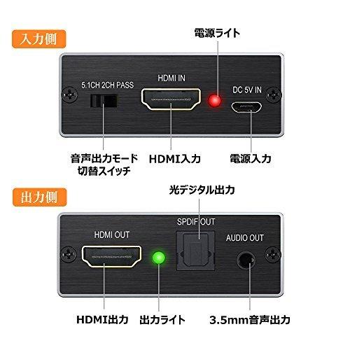 BLUPOW 4K HDMI音声分離器 hdmiデジタルオーディオ分離器「光デジタル・アナログステレオ出力」HDMIサウンド分離器 HDMI分配器 P