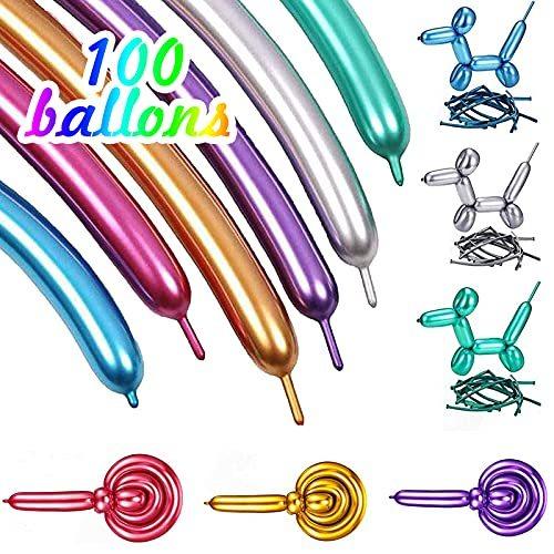 Takebastergenerisch バルーンアート 風船 メタリック光沢 100本 ペンシルバルーン 魔術風船 長い風船 丈夫 飾り 誕生日会 イベント パーティー 全国どこでも送料無料