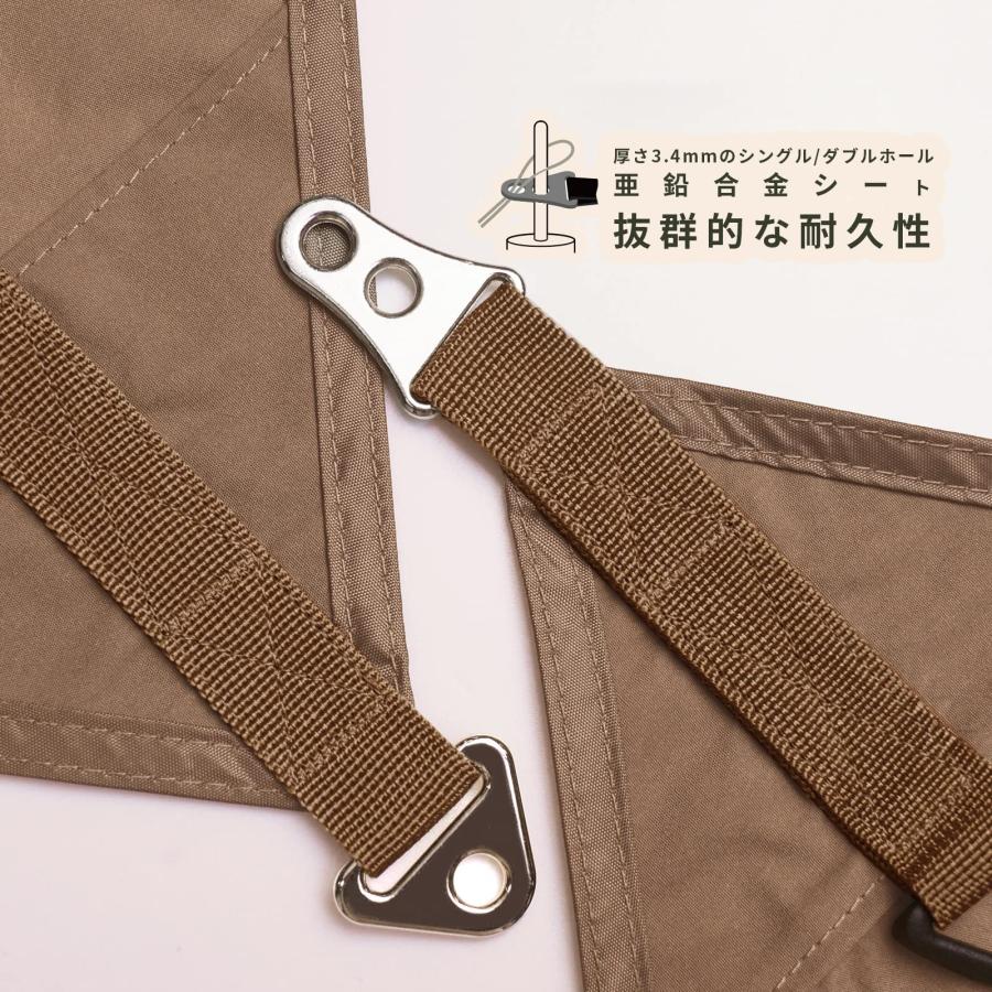 Unigea(420*410cm, カーキ)r ヘキサタープ tcタープ ポリコットン 5m延長ベルト付き テントとの取り組み可能 焚き火 タープ 遮の画像