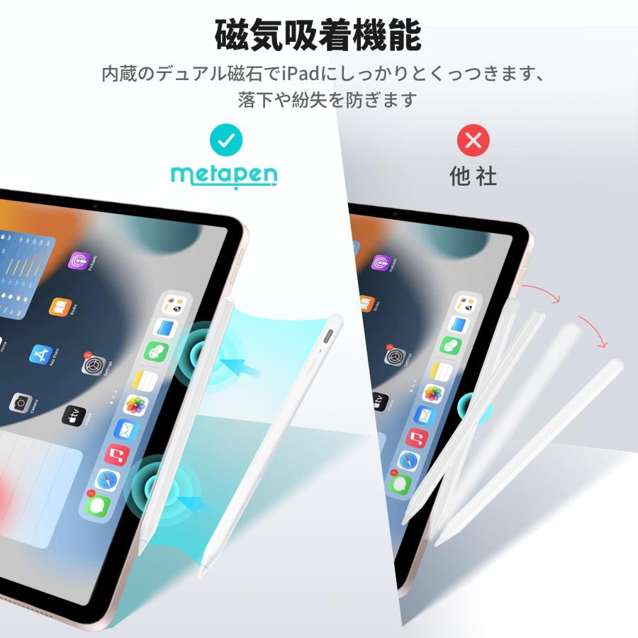 Metapen iPad ペンシル 2018年以降iPad アップルペンシル 傾き感知 磁気吸着機能 iPad ペン 極細 超高感度 誤作動防止 軽量 |  | 04