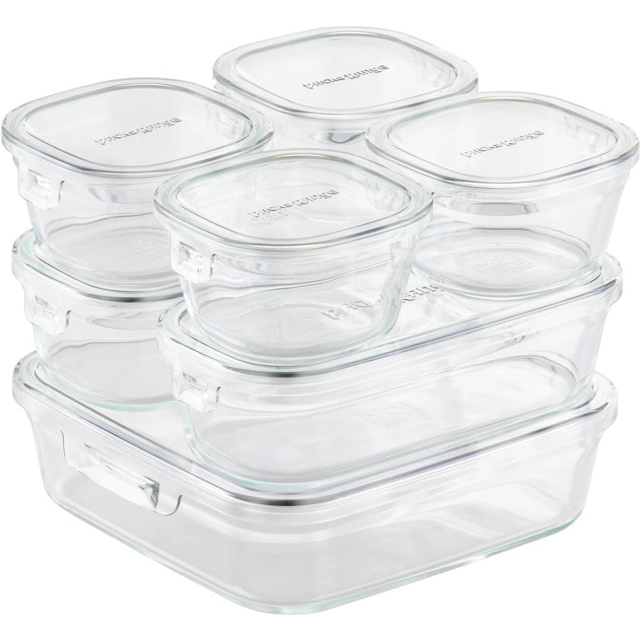 iwaki PYREX 耐熱ガラス製保存容器7点セット　グリーン　イワキ iwaki(イワキ) 耐熱ガラス 保存容器 電子レンジ オーブン 7個セット
