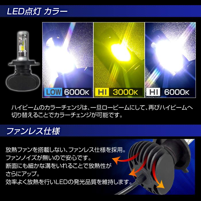 バイク LEDヘッドライト H4 HS1 パッシングでカラーチェンジ 1灯入 DC12V用 6000K 3000K ホワイト イエロー 2輪用｜stakeholder｜04