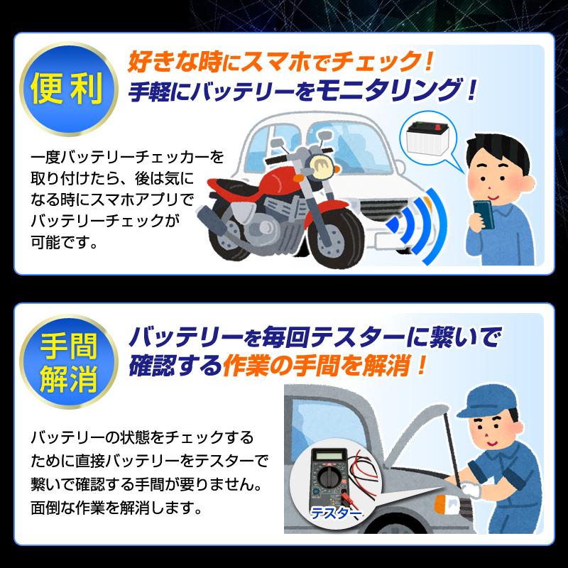 バッテリーチェッカー Dc12 24 車 バイク 電圧 バッテリー残量 チェック オルタネーター スマホ Bluetooth4 0 Iphone Android St Stakeholder 通販 Yahoo ショッピング