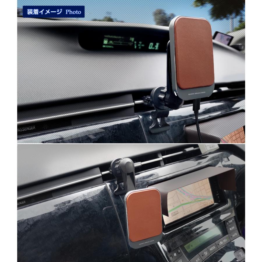 Magsafe スマホホルダー レザー仕様 車 マグセーフ Qi2 ワイヤレス充電 高級PVCレザー マグネット 車 急速充電 車載用 磁石 ブラウン ブラック | ステークホルダー | 11