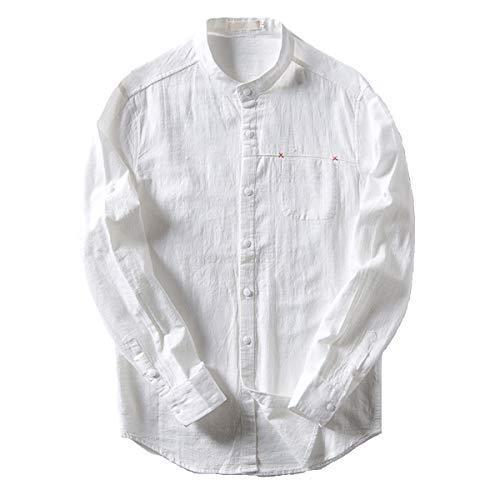 新作ウエア スーツ フォーマル Ealmenn メンズ スタンドカラーシャツ リネン Yシャツ バンドカラーシャツ 綿麻 無地 麻シャツ 通勤シャツ 襟なし 立襟シャツ Www Virginiawaldenford Com