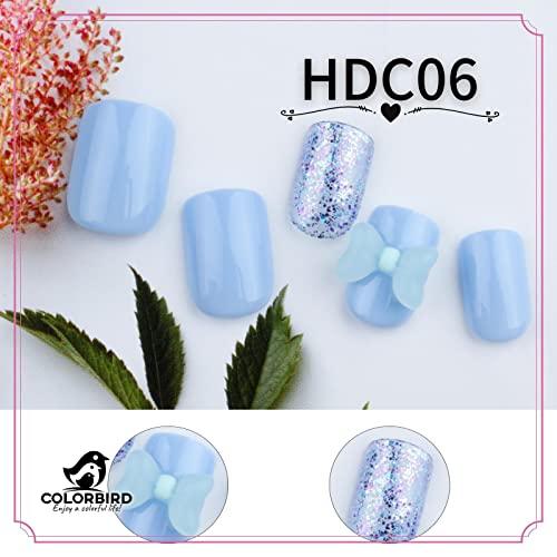 お得セット Colorbird ネイル チップ Joyme 30 スクエアオフ ブルースター リボン エレガント マニキュア 大人 可愛い つけ爪 Hd Megjc Gov Jm