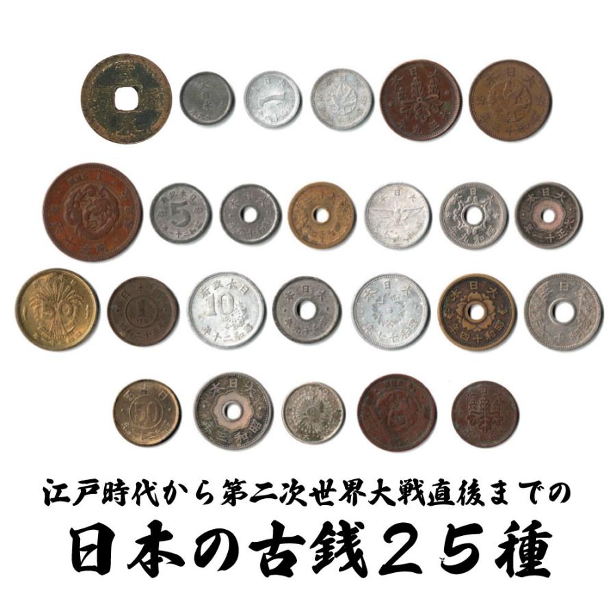 送料無料 古銭25種セット 江戸時代〜昭和（第2次世界大戦直後まで） 25