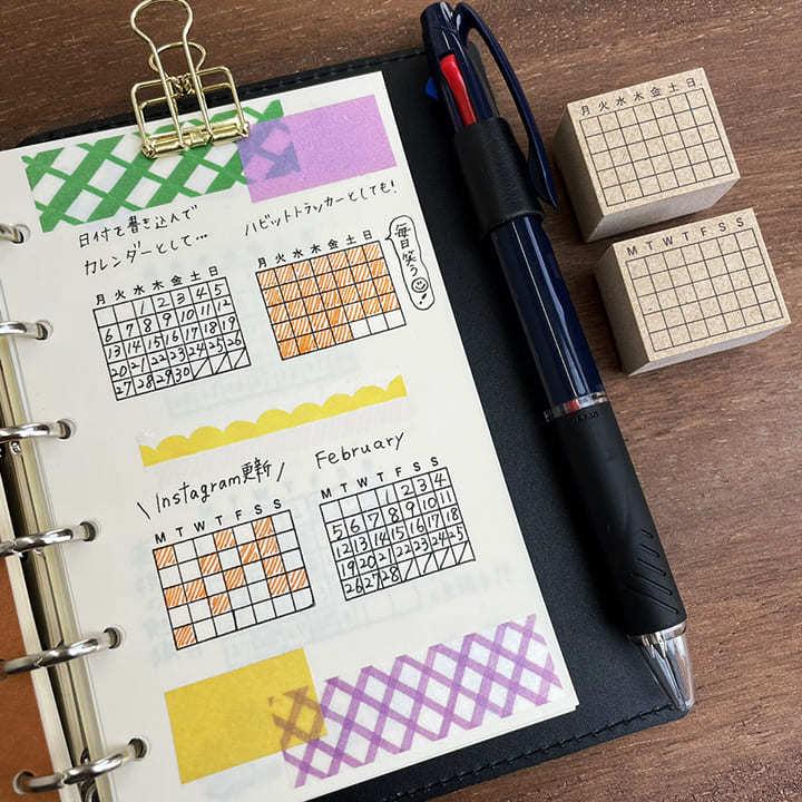 カレンダー S（b-022）手帳 スタンプ はんこ かわいい 文房具 文具