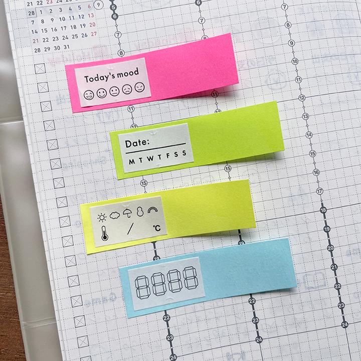 手帳のラベラーシール デジタル数字 黒 ラベルシール ラベラーロール