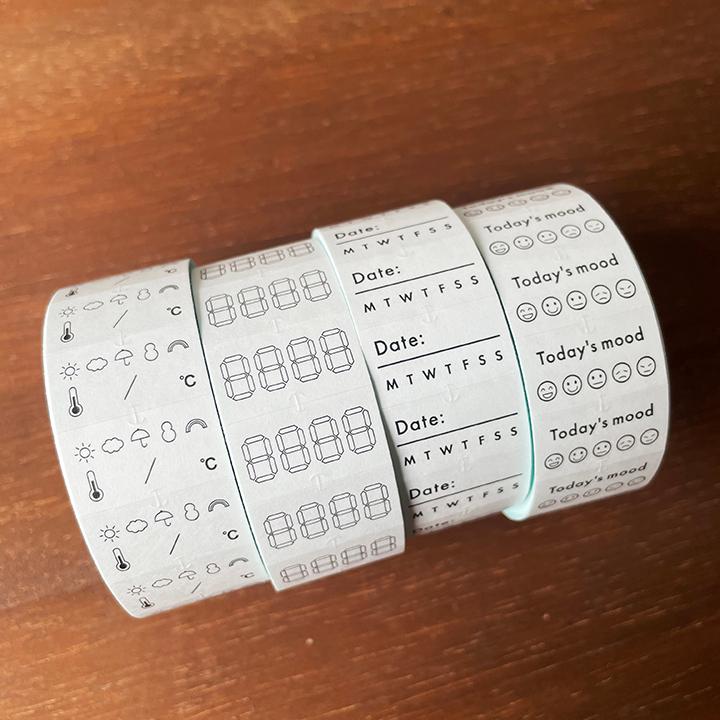 のし　ラベラーシールと小さな文字ハンコセット 手帳のラベラーシール デジタル数字 黒 ラベルシール ラベラーロール