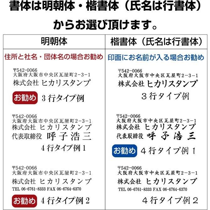 シャチハタ式 ゴム印 おまかせ住所印 別注品 ２行 ３行タイプ １５６０スキナスタンプ 社判 オーダー インボイス｜stamplab｜03