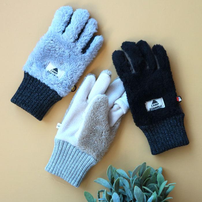 CAMP STAMPLE キャンプスタンプル 62879 スマホ指開き ボア グローブ あったか ジュニア 通学 子供 手袋 5本指 指穴 スマホ タブレット 暖かい 秋 冬 防寒 | stample | 18