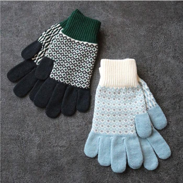 62882 stample  スタンプル ジャガードニットグローブ  キッズ 子供 手袋 暖かい 冬 ジャガード編み 2WAY 防寒性 5本指 てぶくろ 日本製 ウール混 | stample | 10